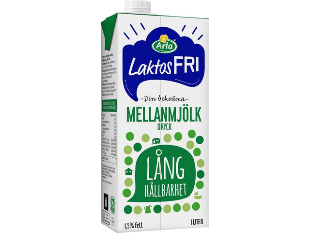 Arla Mjölk m. laktosf. lång håll. 1L 1,5%, st