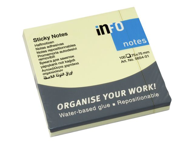 Notes 75x75mm gul, st