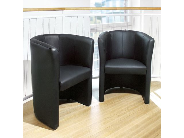 Fåtölj i club-stil, läder, 770 x 590 mm, svart,, st