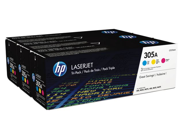 HP Toner CF370AM 305A 7,8K CMY 3/FP, fp om 3 st