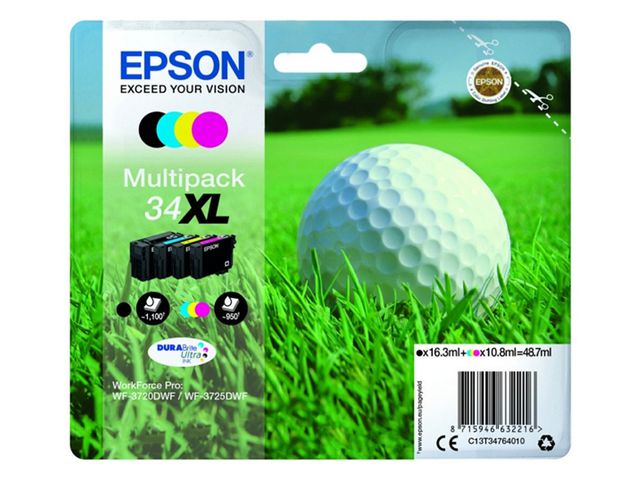 Epson Bläckpatron T3476 BK/C/M/Y XL 4/FP, kort 4 st