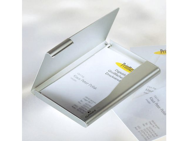 Durable Visitkortshållare, 20 kort, aluminium, 68 x 13 x 125 mm, silver, st