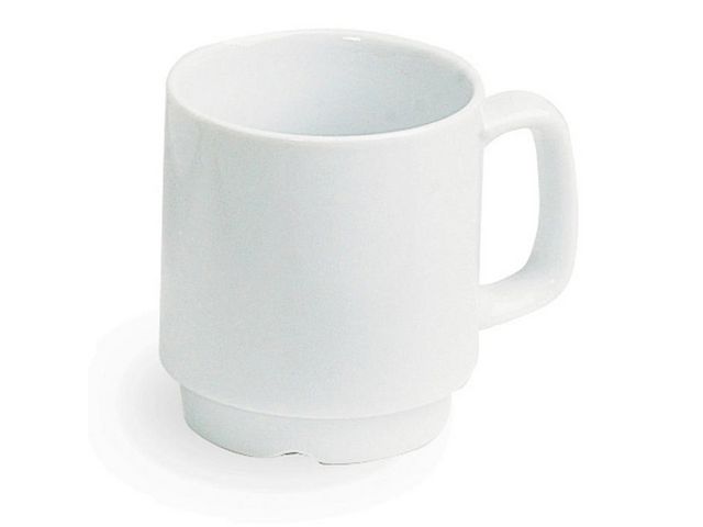 Kaffekoppar i porslin, kan rengöras i diskmaskin, kan värmas i mikrovågsugn, 260 ml, vit, fp om 6 st