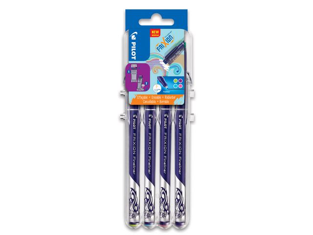 Pilot Fineliner Frixion 1,3mm, Rosa, Ljusgrön, Ljusblå, Violett, fp om 4 st