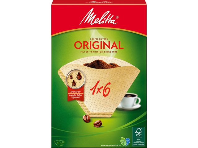 MELITTA Kaffefilter 1x6 oblekta, fp om 40 st