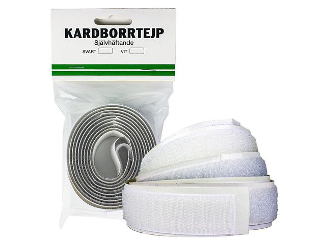 Självhäftande kardborrtejp, 1 m x 20 mm, vit, st