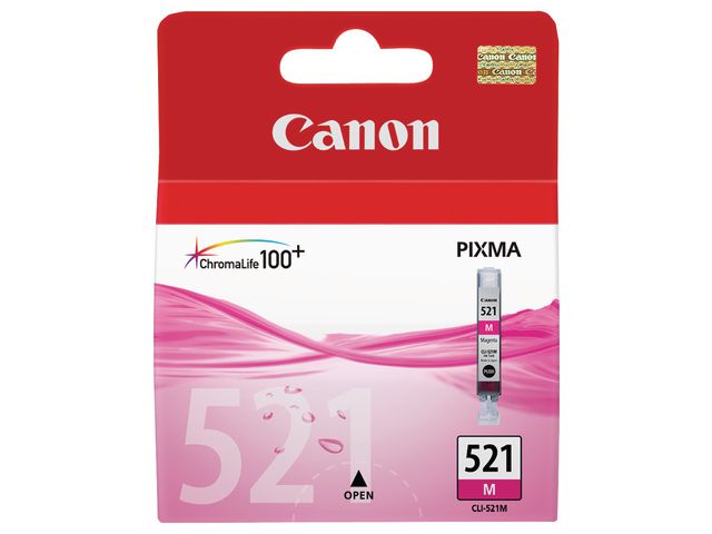 Canon Bläckpatron PIXMA CLI-521 M, 2935B001, ChromaLife100+-bläck, magenta, singelförpackning, st