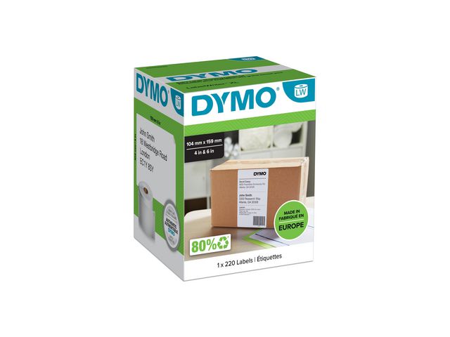 Dymo Etikett 4XL Vit 104 x 159mm, fp om 220 st