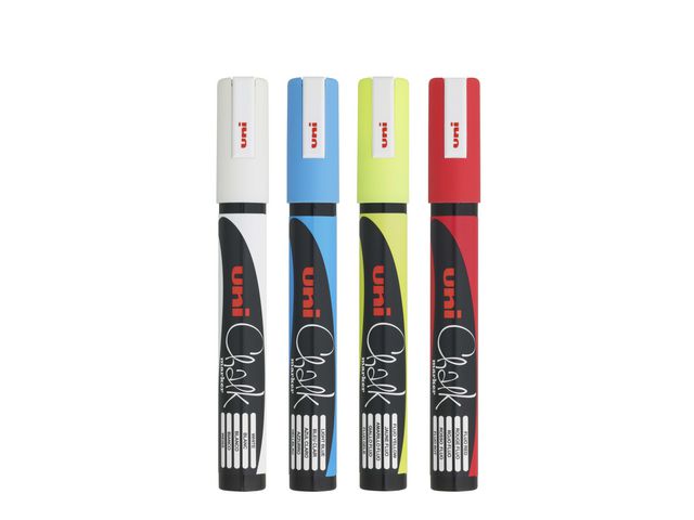 Uni Griffelpennor, rund spets, 1,8–2,5 mm, 4 märkpennor, blandade, fp om 4 st