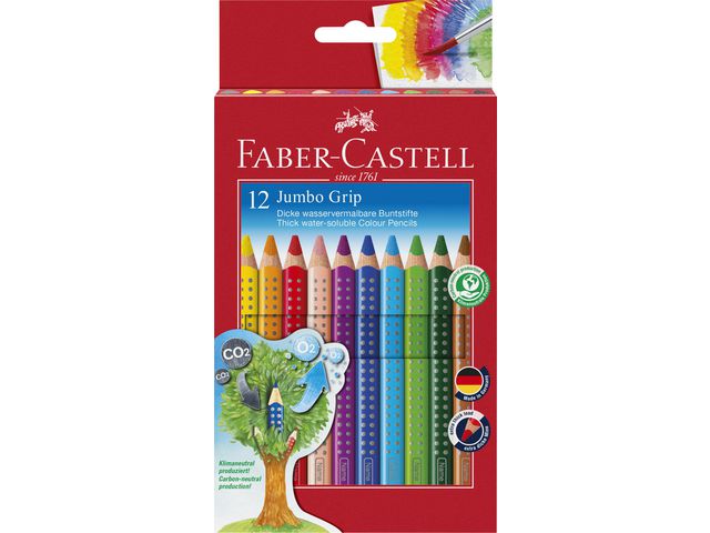 Faber-Castell Färgpenna, Jumbo Grip, triangelformad pennkropp, olika färger, fp om 12 st