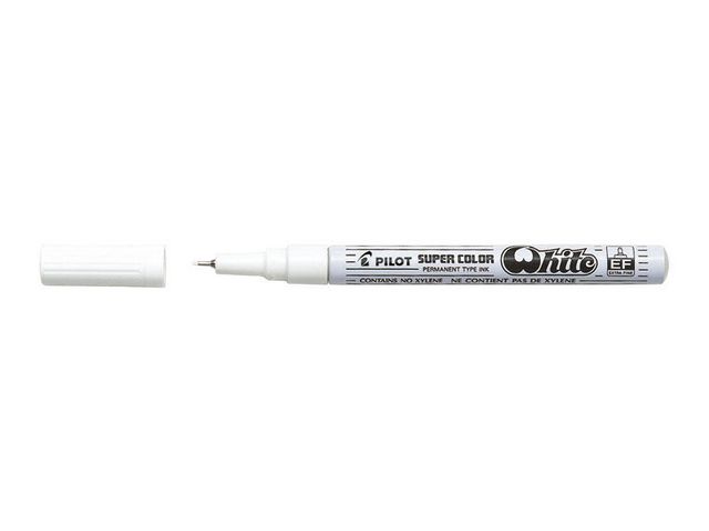 Pilot Märkpenna Super Color Marker permanent, extra tunn kulspets på 1,0 mm, vit, st