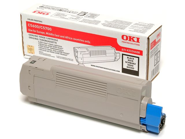 OKI Toner, C5600/C5700, 43324408, svart, singelförpackning, st