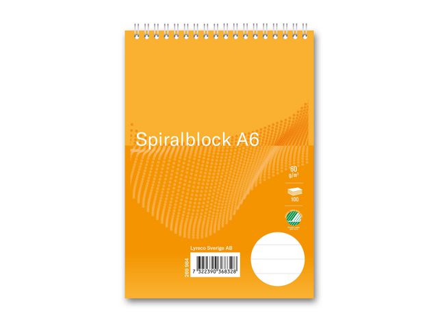 Spiralblock A6 60g 100 Blad linjerat, st