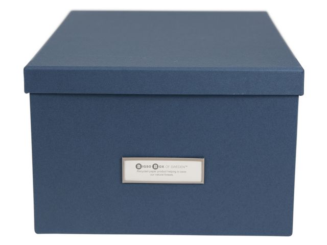 Bigso Box Förvaringsbox med lock kartong blå, st