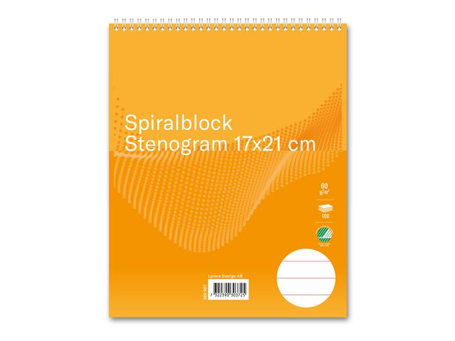 Spiralblock stenogram 170x210mm stödlinjer, st