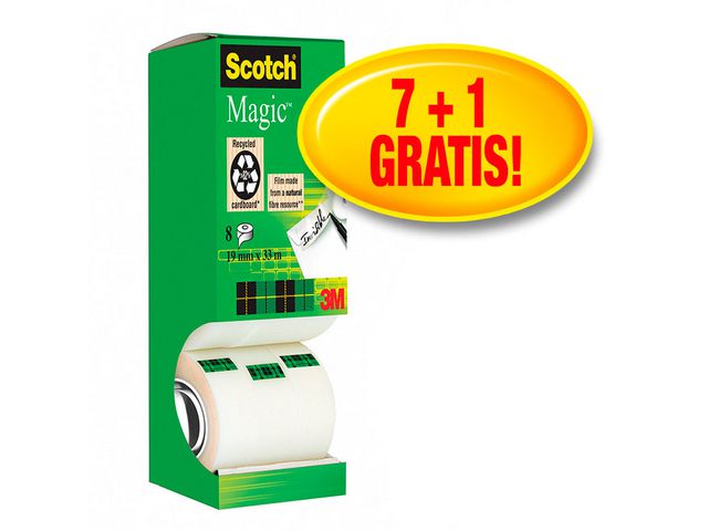Scotch® Tejp SCOTCH Magic transparent 33mx19mm, fp om 8 rullar