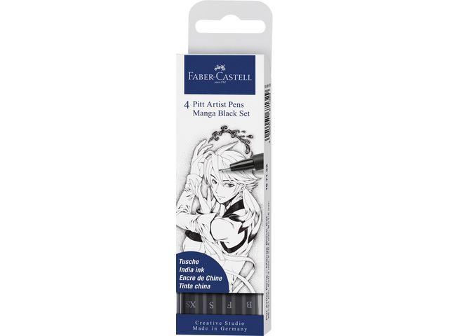 Faber-Castell Fiberpenna Pitt Artist Manga Black, fp om 4 st