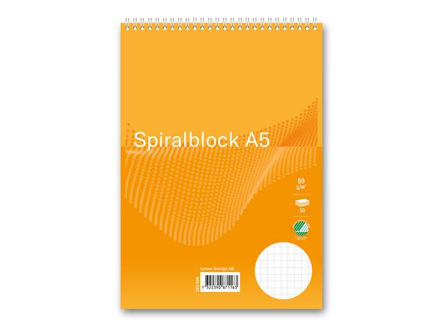 Spiralblock A5 60g 50 blad rutat, st