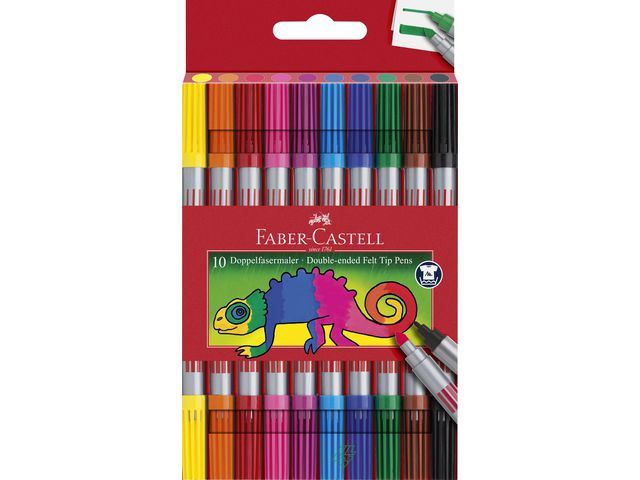 Faber-Castell Filtpetspennor med två spetsar, tvättbara, 10-pack, fp om 10 st