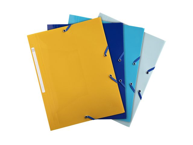 Exacompta Gummibandsmapp PP BeeBlue 3-klaff A4 sorterade färger 4/FP, fp om 4 st