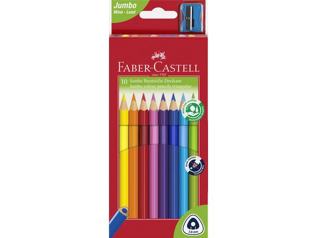 Faber-Castell Färgpennor, Grip, triangelformad pennkropp, olika färger, fp om 10 set