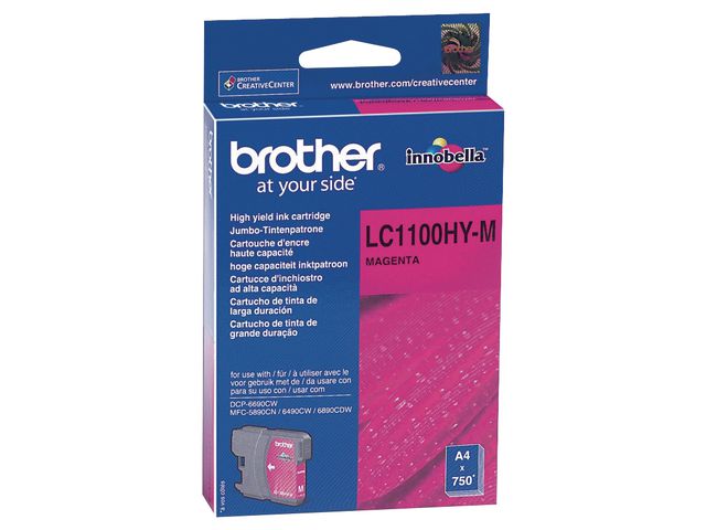 Brother Bläckpatron LC1100HY M, LC-1100HYM, Innobella™-bläck, magenta, singelförpackning, hög kapacitet, st