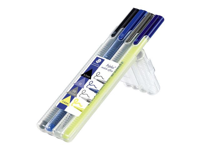 Staedtler Triplus® Mobile Office 34 paket med fineliner, mekanisk stiftpenna och överstrykningspenna, fp om 4 st