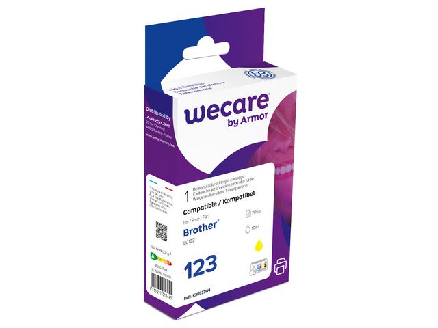 Wecare Återanvänd bläckpatron kompatibel med  BROTHER LC123 Y, LC123Y, gul singelpack, st