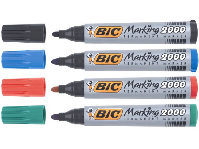 BIC® Märkpenna Marking™ 2000, permanent, medium1,7 mm linjebredd, olika färger, fp om 4 st