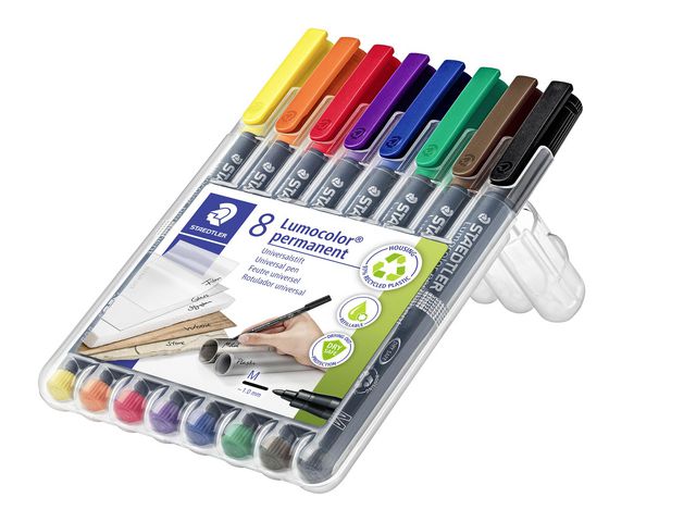 STAEDTLER Lumocolor Lumocolor® 317 permanent märkpenna, mediumspets, 1 mm linjebredd, olika färger, 8-pack, fp om 8 st