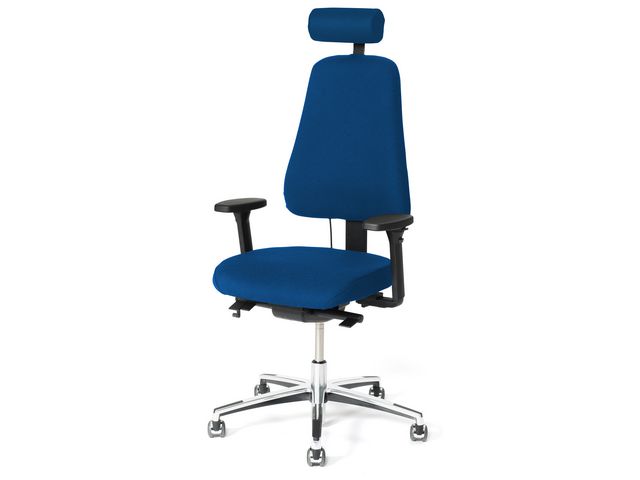 LANAB DESIGN Kontorsstol LD6340 Deluxe, med svankstöd, kromade ben, sitthöjd 42-54 cm, Blå, st