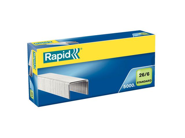 Rapid Häftklammer Strong-klamrar (26/6), 6 mm benlängd, galvaniserat stål, fp om 5000 st