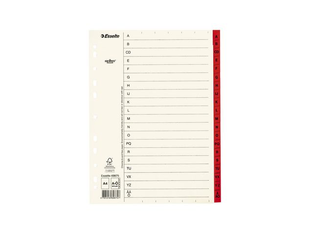 Esselte Pappregister Servo A4 A-Ö röd, st