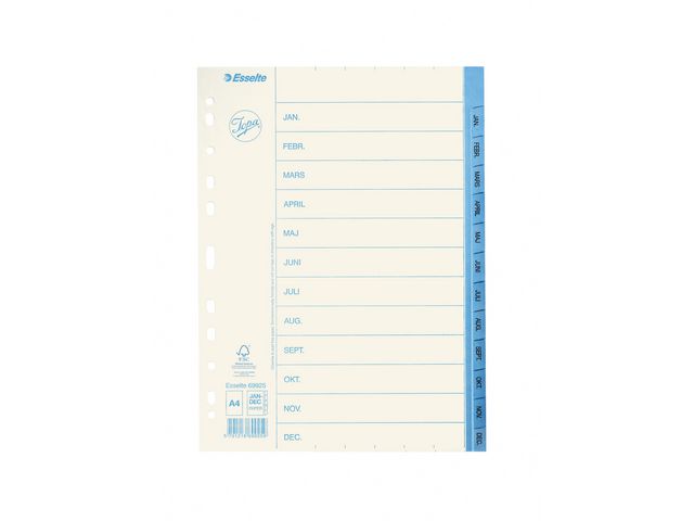 Jopa Pappersregister A4 Jan–Dec-flikuppsättning, st