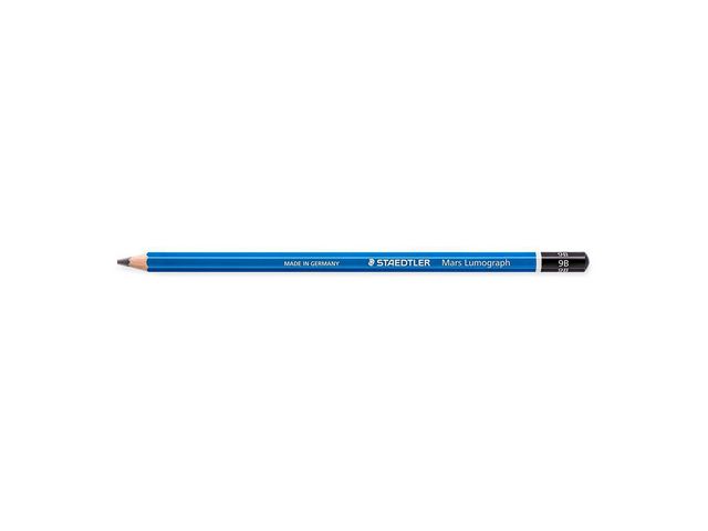 Staedtler Mars Grafitpenna, Lumograph 100, 9B-stift, sexkantig pennkropp, blå, fp om 12 st