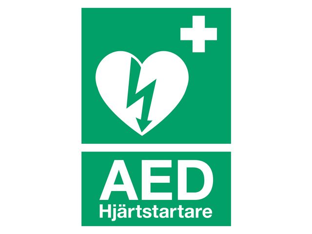Skylt A4 Hjärtstartare AED, st