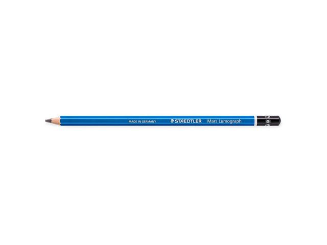 Staedtler Mars Grafitpenna, Lumograph 100, 8B-stift, sexkantig pennkropp, blå, fp om 12 st