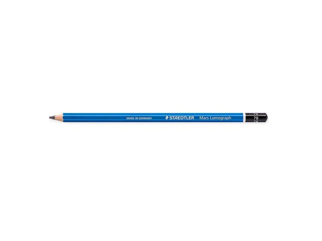 Staedtler Mars Grafitpenna, Lumograph 100, 7B-stift, sexkantig pennkropp, blå, fp om 12 st