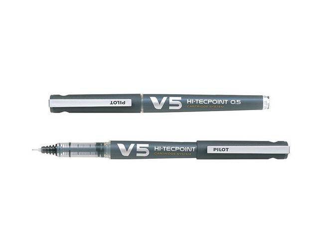Pilot Begreen Bläckkulpenna, Begreen Hi-Tecpoint V5 rollerballpenna med stift, extra tunn spets på 0,5 mm, svart, st