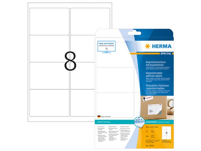 Herma Etikett Movable 99,1x67,7mm, fp om 200 st