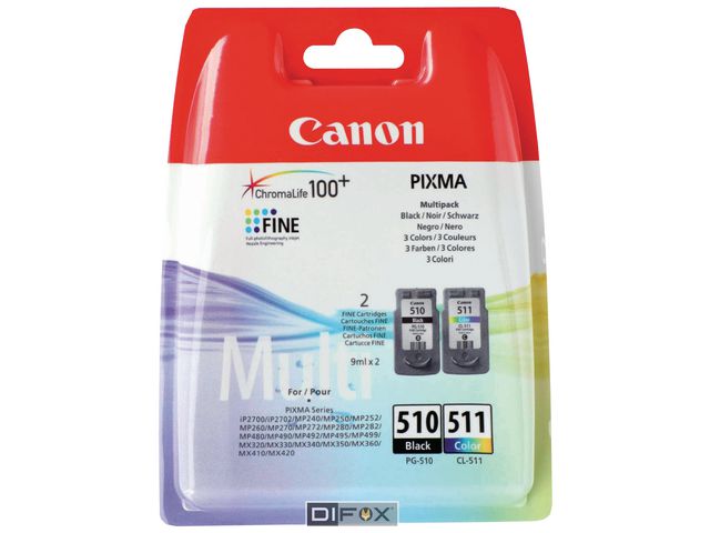 Canon Bläckpatron PG-510 + CL-511, svart och trefärgad, fp om 2 st