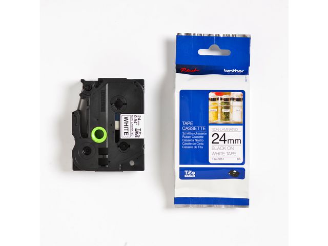 Brother Tape TZEN251 24mm svart på vit, st