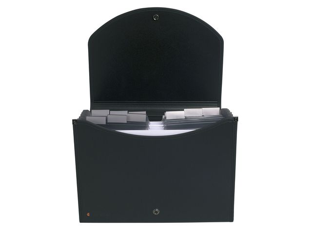 Exacompta Exacase Exactive® utdragbart arkiv med ergonomiskt handtag, A4, 400 ark, 13 fack, 330 x 260 mm, polypropylen, svart, st