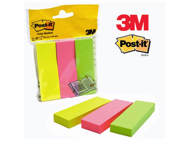 Post-it® Indexflikar  3 färger 25x76mm, fp om 3 block