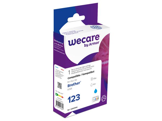 Wecare Återanvänd bläckpatron kompatibel med  BROTHER LC123 C, LC123C, cyan singelpack, st