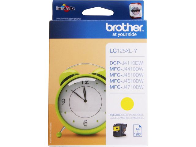 Brother Bläckpatron, LC125XL Y, LC-125XLY, Innobella™, gul, singelförpackning, hög kapacitet, st