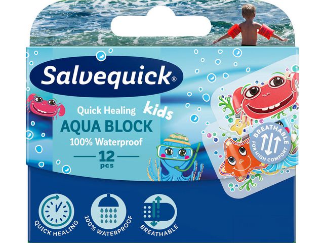 Salvequick Plåster Aqua Block Kids, fp om 12 st