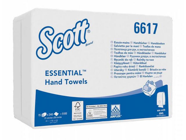 Scott® Pappershandduk Essential vit, fp om 15 x 340 blad