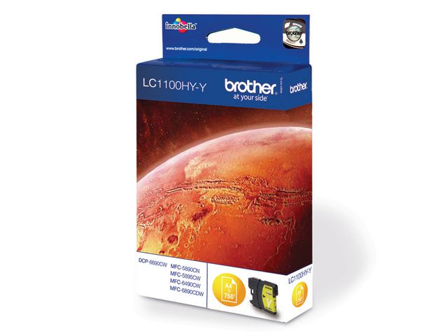 Brother Bläckpatron LC1100HY Y, LC-1100HYY, Innobella™-bläck, gul, singelförpackning, hög kapacitet, st