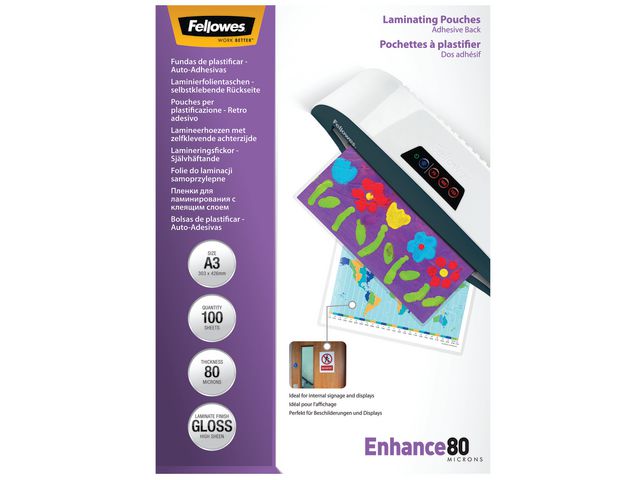 Fellowes Laminat S-H A3 80mic kla, fp om 100 st